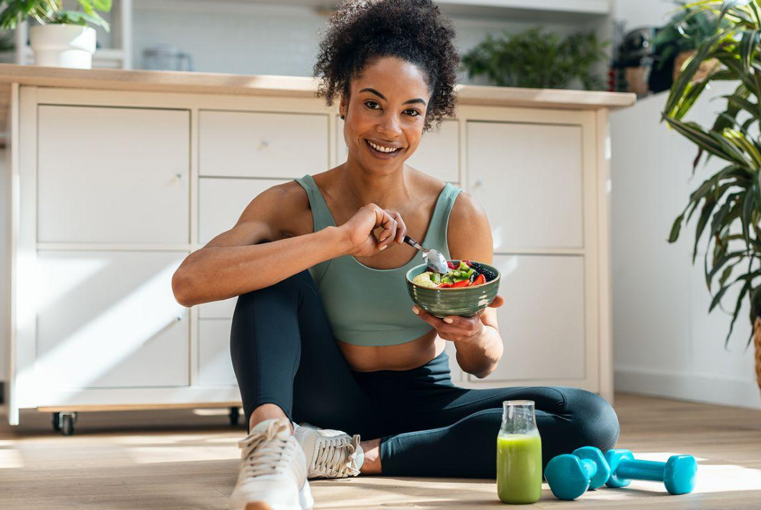 a woman recovering after a workout with proper nutrition